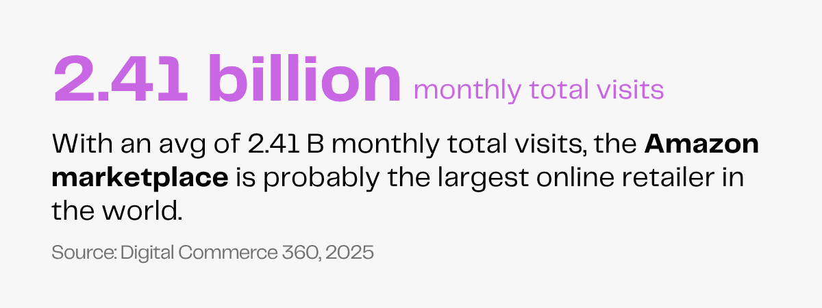 Amazon marketplace has 2.41 billion monthly visits, making it the largest online retailer.