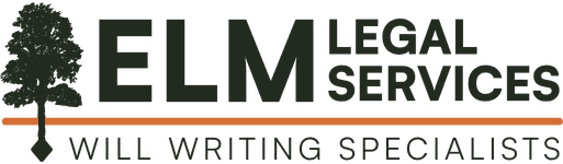 ELM Legal Services logo: Tree icon, legal services text, will writing specialists