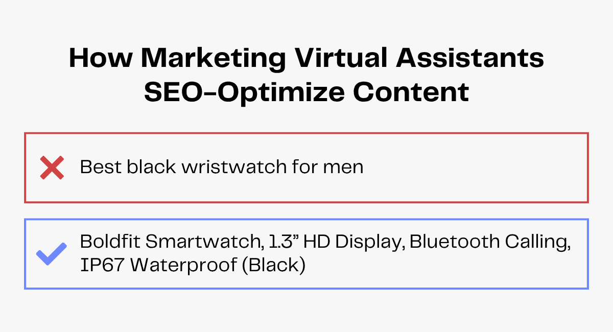 Example of SEO-optimized content vs. generic search term for smartwatches.