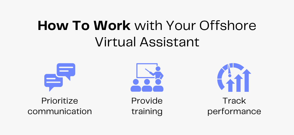 How To Work with Your Offshore Virtual Assistant: Prioritize communication, provide training, track performance.