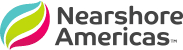 Nearshore Americas logo featuring a stylized leaf in teal, yellow, and magenta.