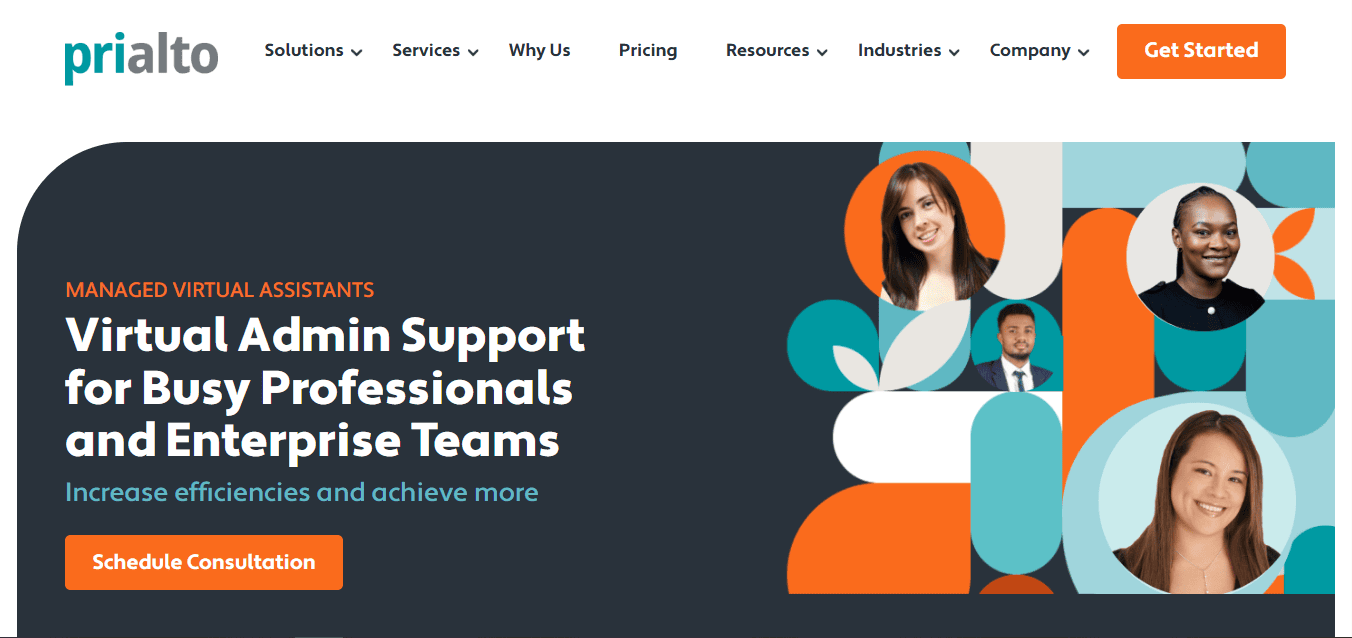 Prialto virtual assistants providing admin support to busy professionals and enterprise teams.