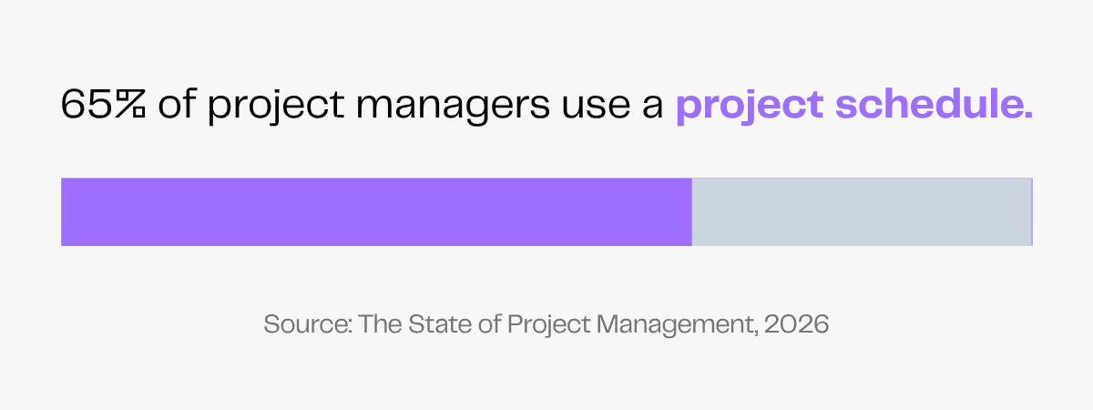 65% of project managers use a project schedule.