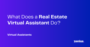 Blue background with white text asking, "What Does a Real Estate Virtual Assistant Do?