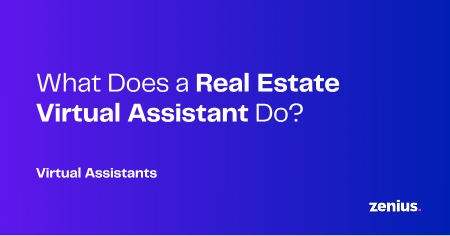Blue background with white text asking, "What Does a Real Estate Virtual Assistant Do?