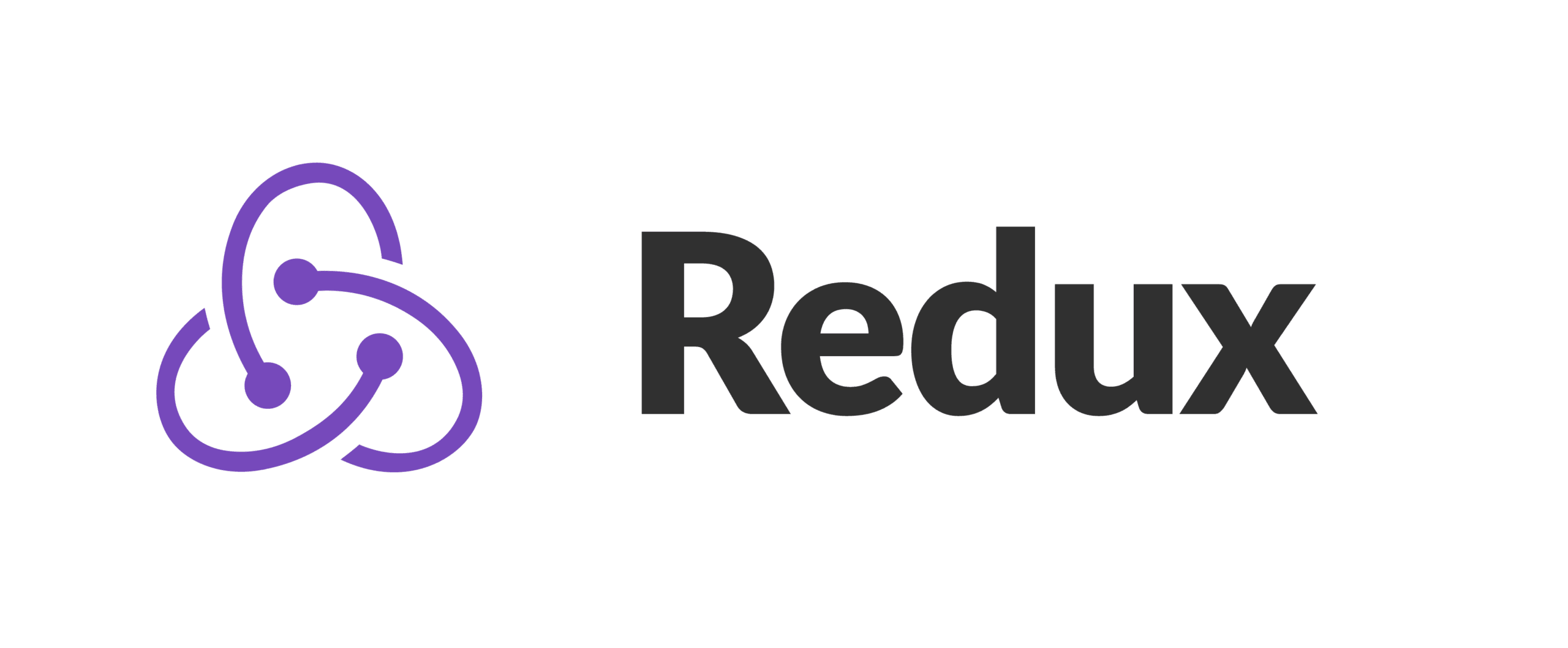 Redux logo: Purple atom-like symbol beside the word "Redux" in dark gray.