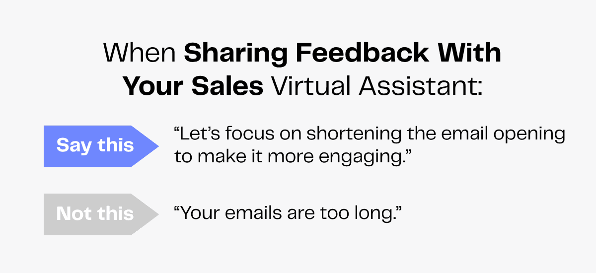 Feedback on sales emails: Say "shorten opening for engagement," not "emails too long.