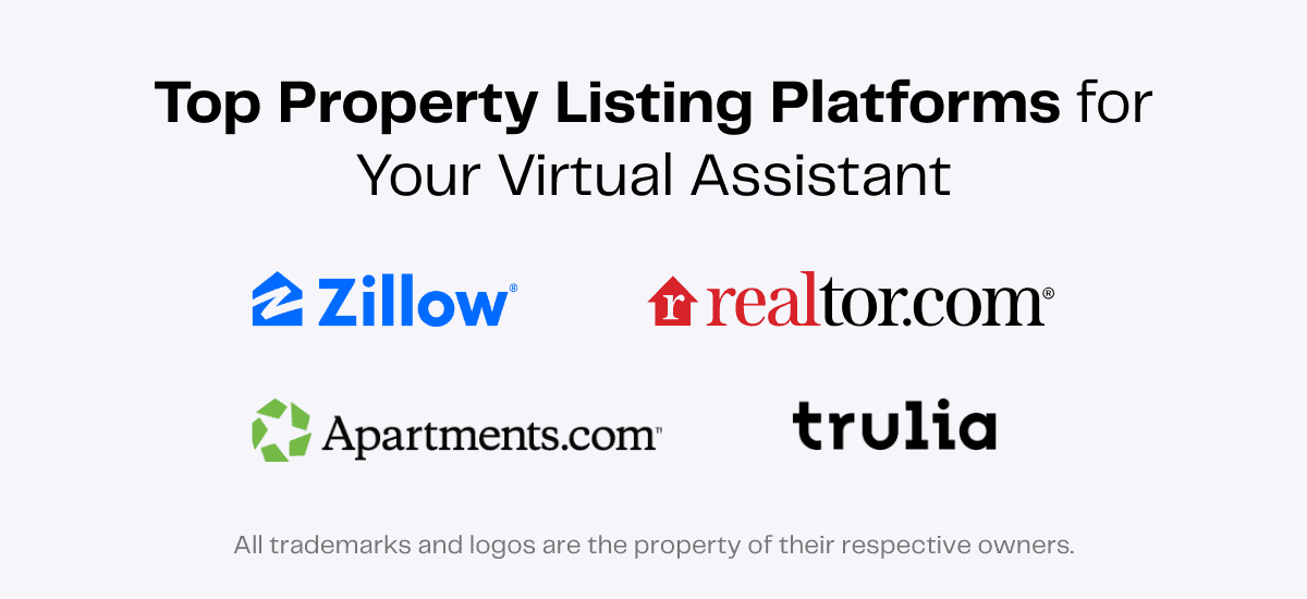Top property listing platforms: Zillow, Realtor.com, Apartments.com, Trulia.