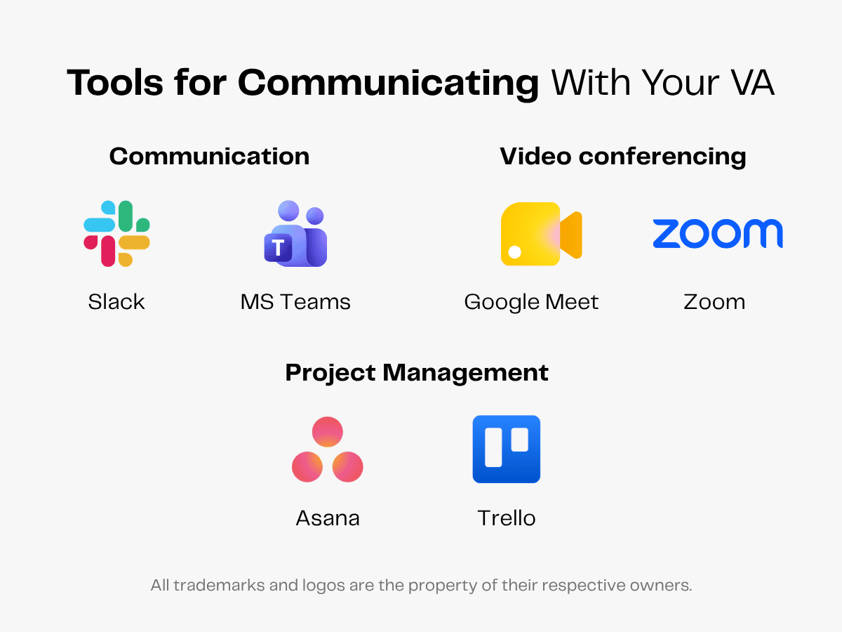 Tools for Communicating With Your VA: Slack, MS Teams, Google Meet, Zoom, Asana, Trello